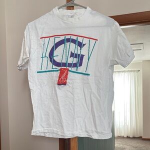 Vintage Kenny G Men's White Graphic T-Shirt with Multicolor Retro Print